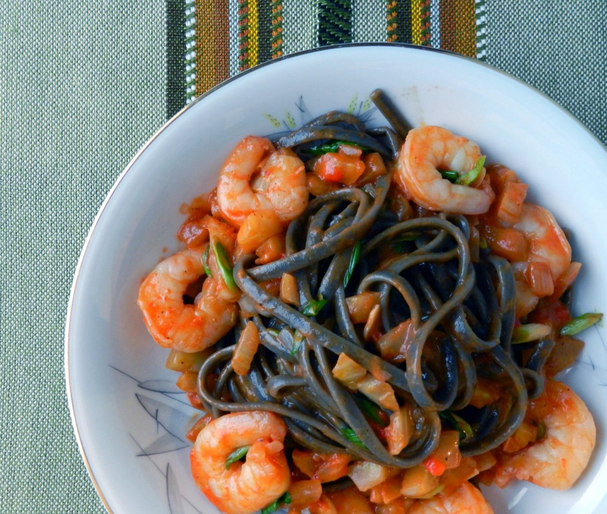 Black Fettuccine with Fennel, Shrimp, and Chili Oil